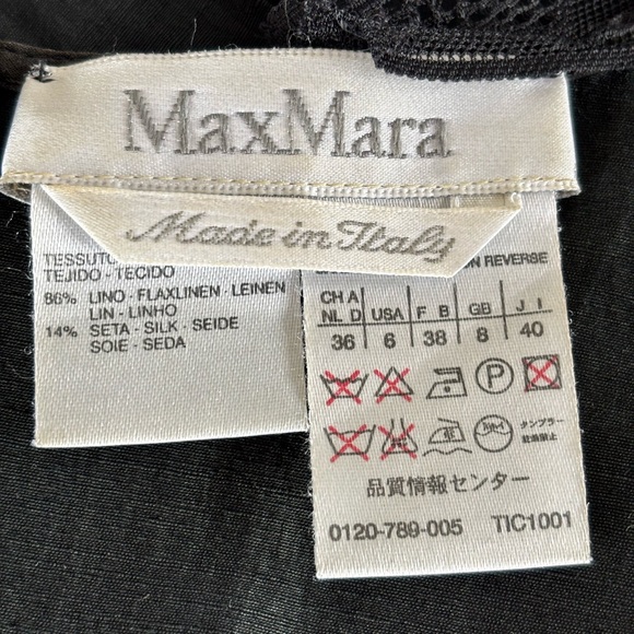 Max Mara Black Linen Silk Midi Dress: Lace Trim, Gothic Inspired - Picture 8 of 9